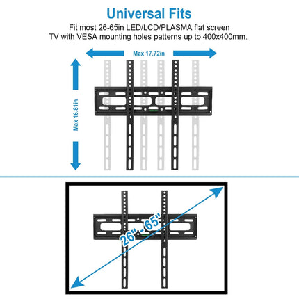 TV Wall Mount Bracket for 26-65in LED/LCD/PLASMA Flat TV VESA 400x400mm