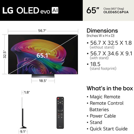 LG 65-Inch C6 Series OLED evo AI 4K Smart TV (OLED65C6PUA, 2026)