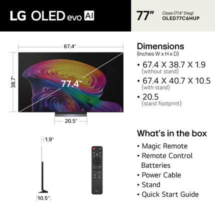 LG 65-Inch C6 Series OLED evo AI 4K Smart TV (OLED65C6PUA, 2026)