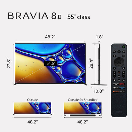 Sony 55-Inch BRAVIA 8 II QD OLED 4K HDR Google TV (K-55XR80M2)