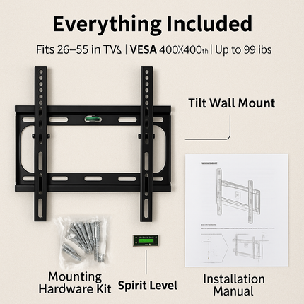 TV Wall Mount Tilt Dual Arm TV Mount Brackets Maximum VESA 400x400mm For 26-55in TVs