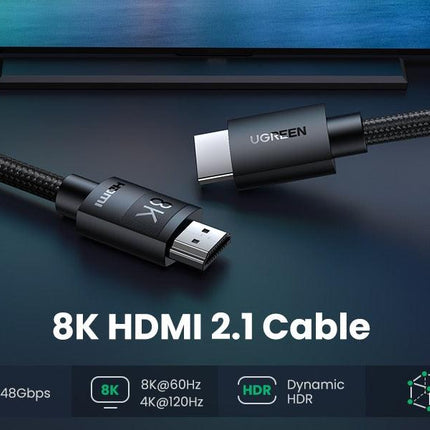 HDMI 2.1 Cable Ultra High Speed 8K60Hz 4K120Hz HDMI Splitter Cable 48Gbps Ultra High Speed 4K 120Hz Braided HDMI Cable Dynamic HDR Vision HDR 10 Compatible With UHD TV Laptop
